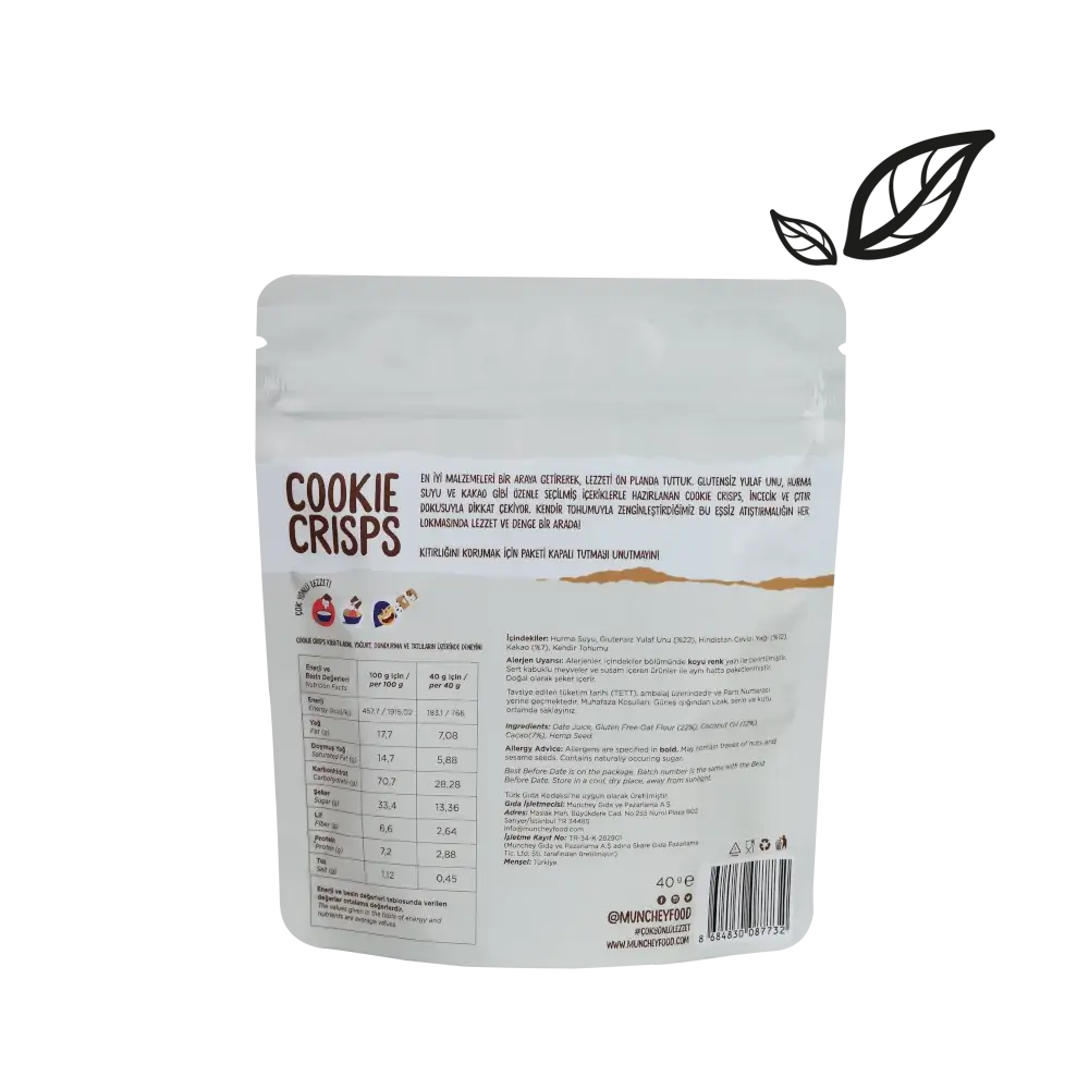 Munchey Cookie Crisps Kakao 40 gr - Görsel 2