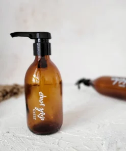 Zeero Amber Cam Şişe 300 ml - Pompa Başlıklı (Dish Soap Yazılı)