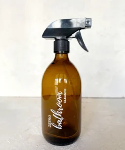 Zeero Amber Cam Şişe 500 ml - Sprey Başlıklı (Bathroom Cleaner Yazılı)