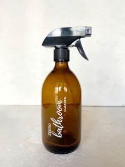 Zeero Amber Cam Şişe 500 ml - Sprey Başlıklı (Bathroom Cleaner Yazılı)
