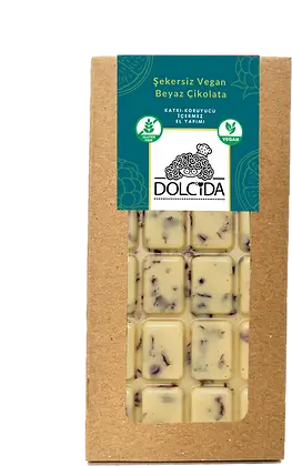 Dolcida Şekersiz Vegan Beyaz Çikolata (Glütensiz) - 100 gr