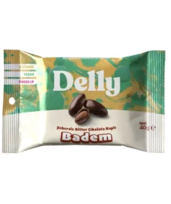 Delly Şeker İlavesiz Bitter Çikolata Kaplı Badem 40g