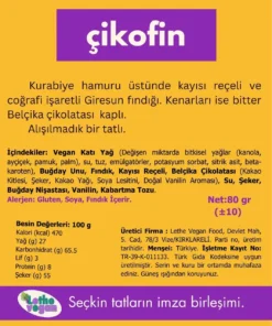 Lethe Çikofin – Bitter Çikolatalı Fındıklı Vegan Tatlı 80g - Görsel 2