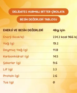 Delidates Hurmalı Portakallı Bitter Çikolata 40g - Görsel 5