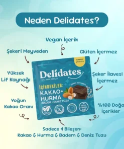 Delidates Hurmalı Bademli & Tuzlu Bitter Çikolata 40g - Görsel 2