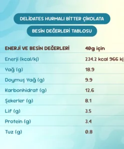Delidates Hurmalı Bademli & Tuzlu Bitter Çikolata 40g - Görsel 5
