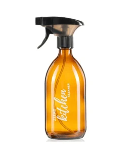 Zeero Amber Cam Şişe 500 ml - Sprey Başlıklı (Kitchen Cleaner Yazılı)