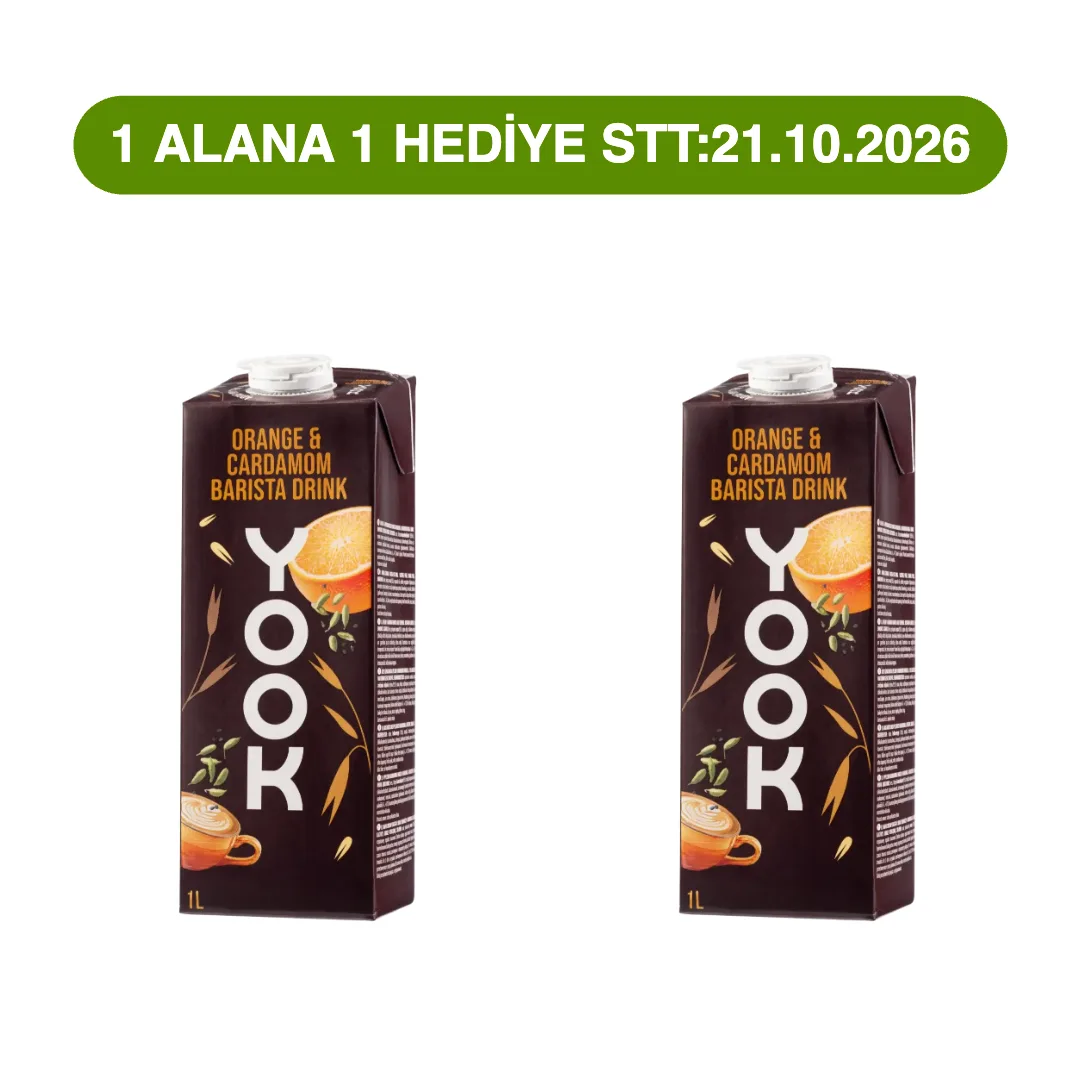 Yook Portakallı & Kakuleli Yulaf Sütü 1L X2 (1 ALANA 1 HEDİYE)
